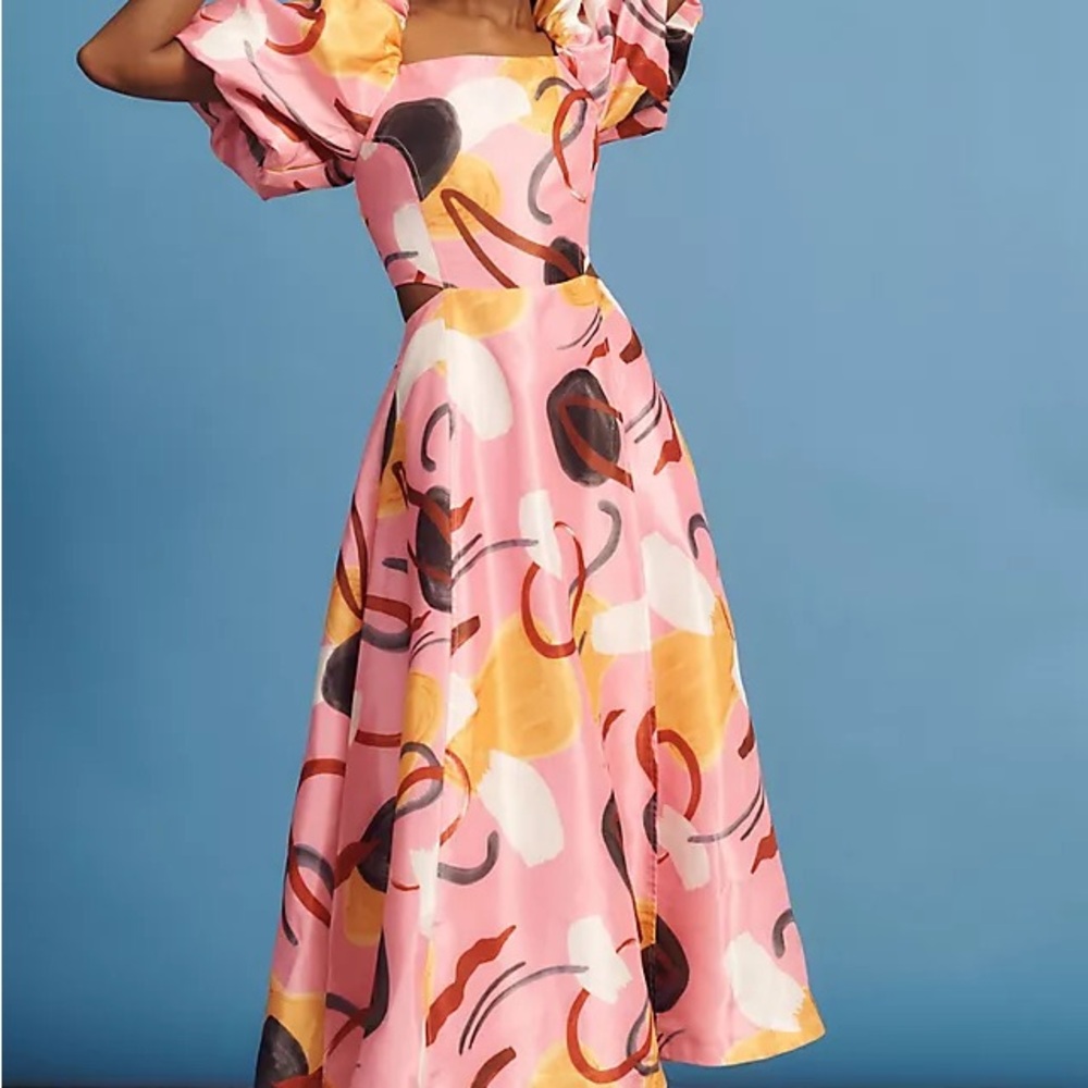 AURETA STUDIO - Anthropologie - Elegant Pink Abstract Dress (worn once)
